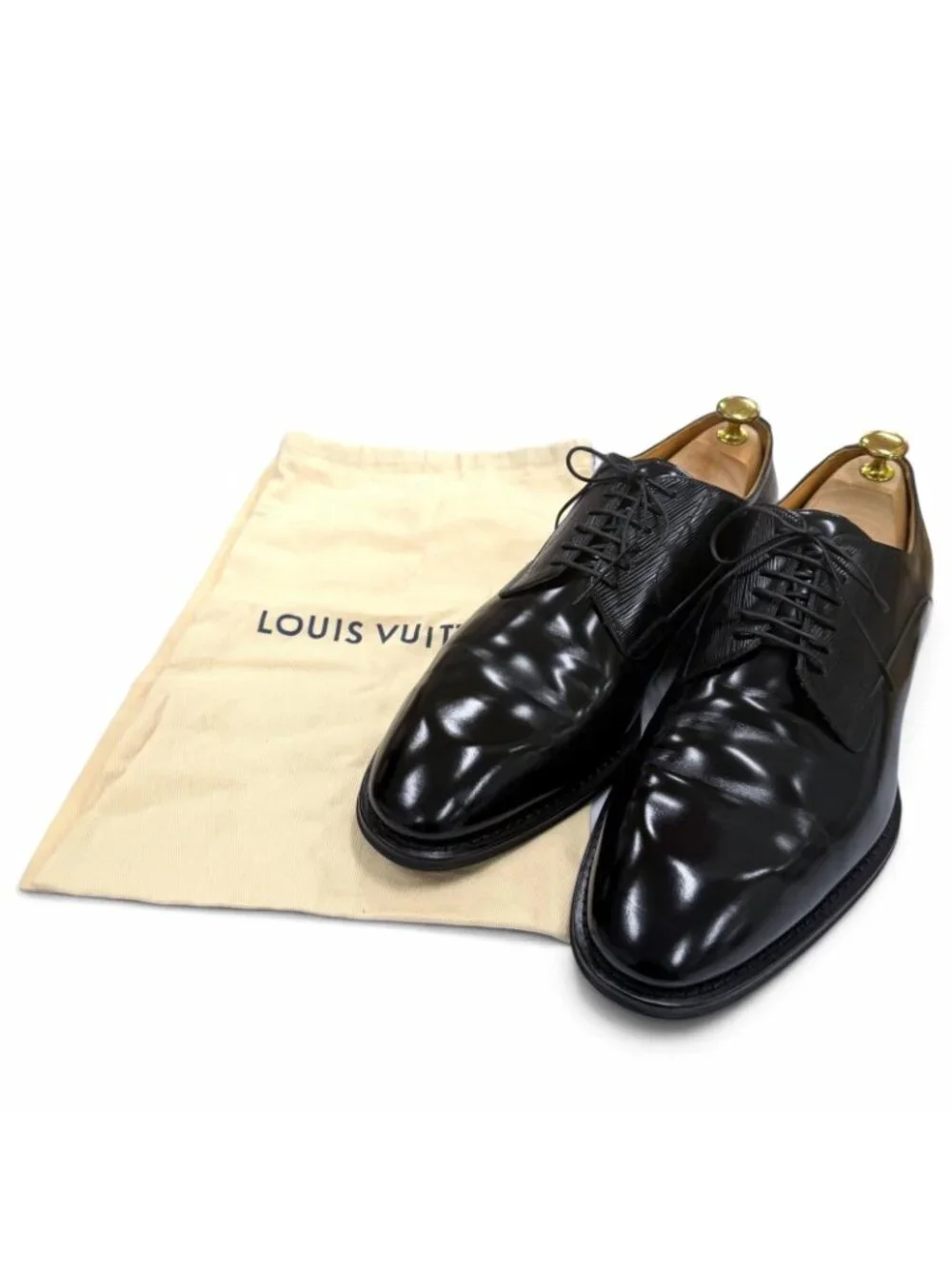 Louis Vuitton Kensington Derby Epi Plain Toe Lace-up Open Lacing Leather Shoes